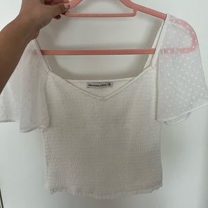 Abercrombie white flutter sleeve blouse